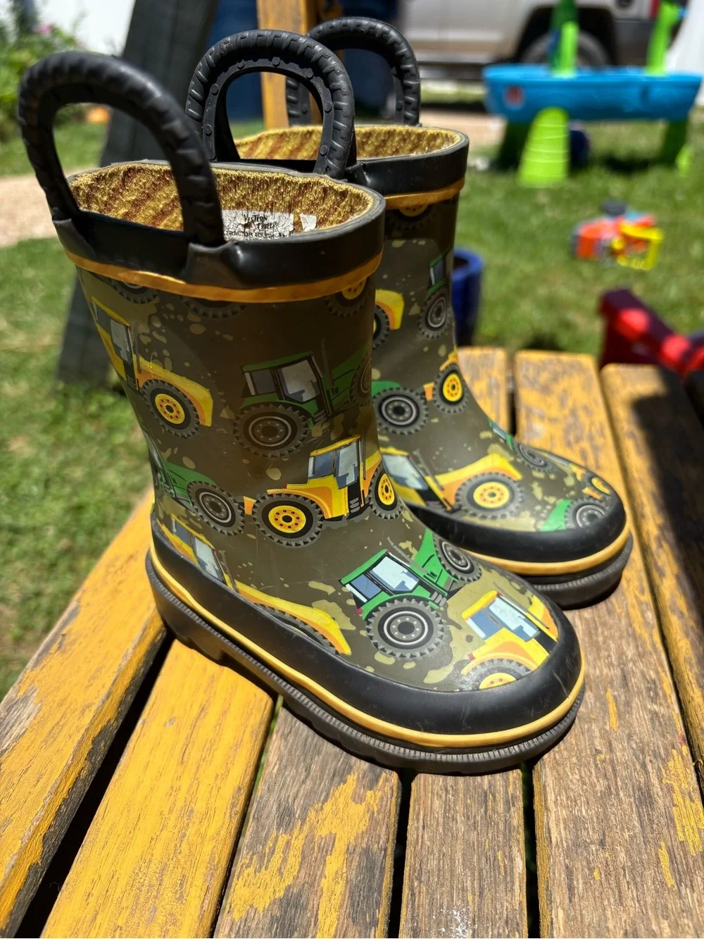 Western Chief Kids' Green & Yellow Tractor Rain Boots